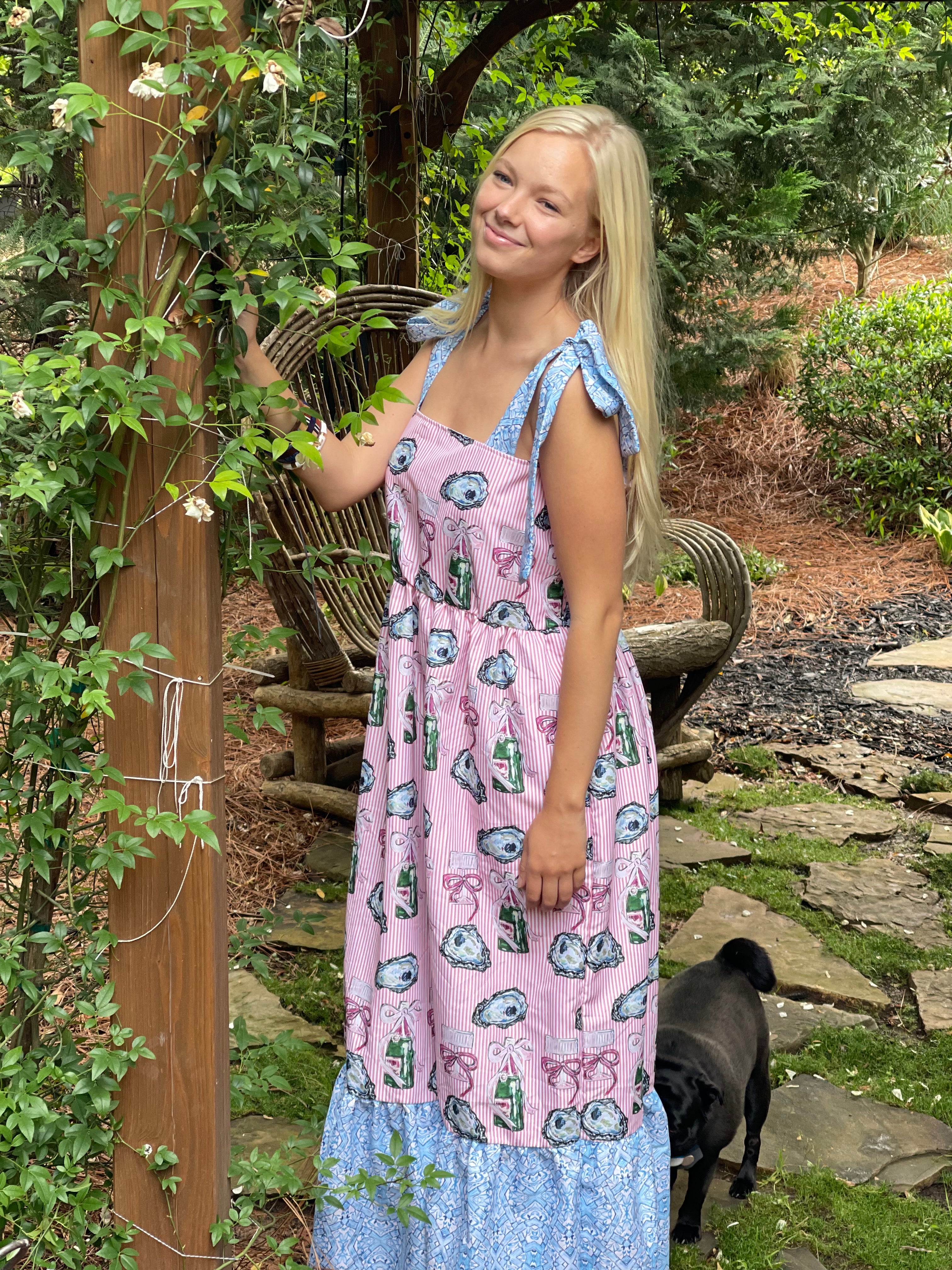 Tie Top Oyster Maxi Dress