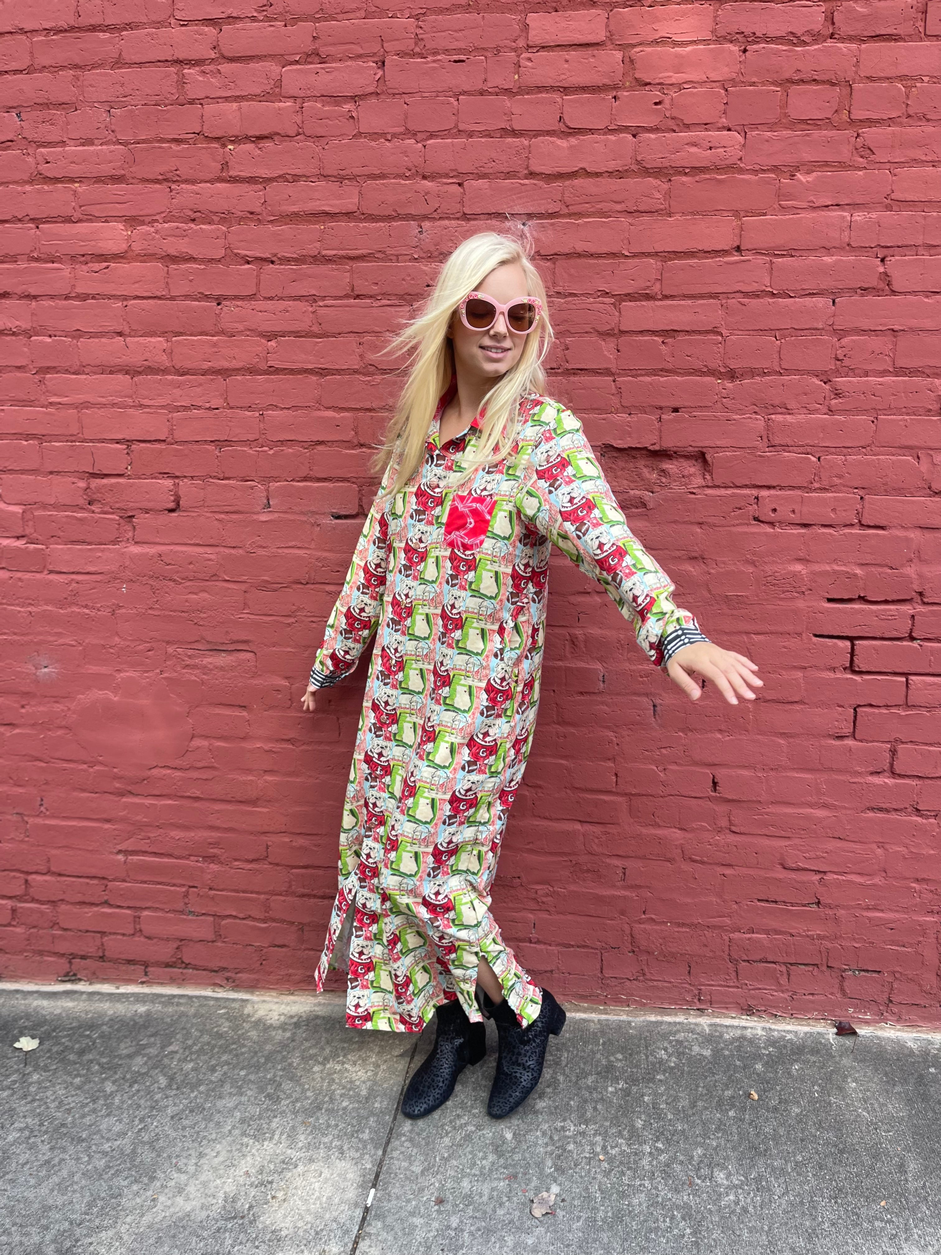 UGA Maxi Shirt Dress