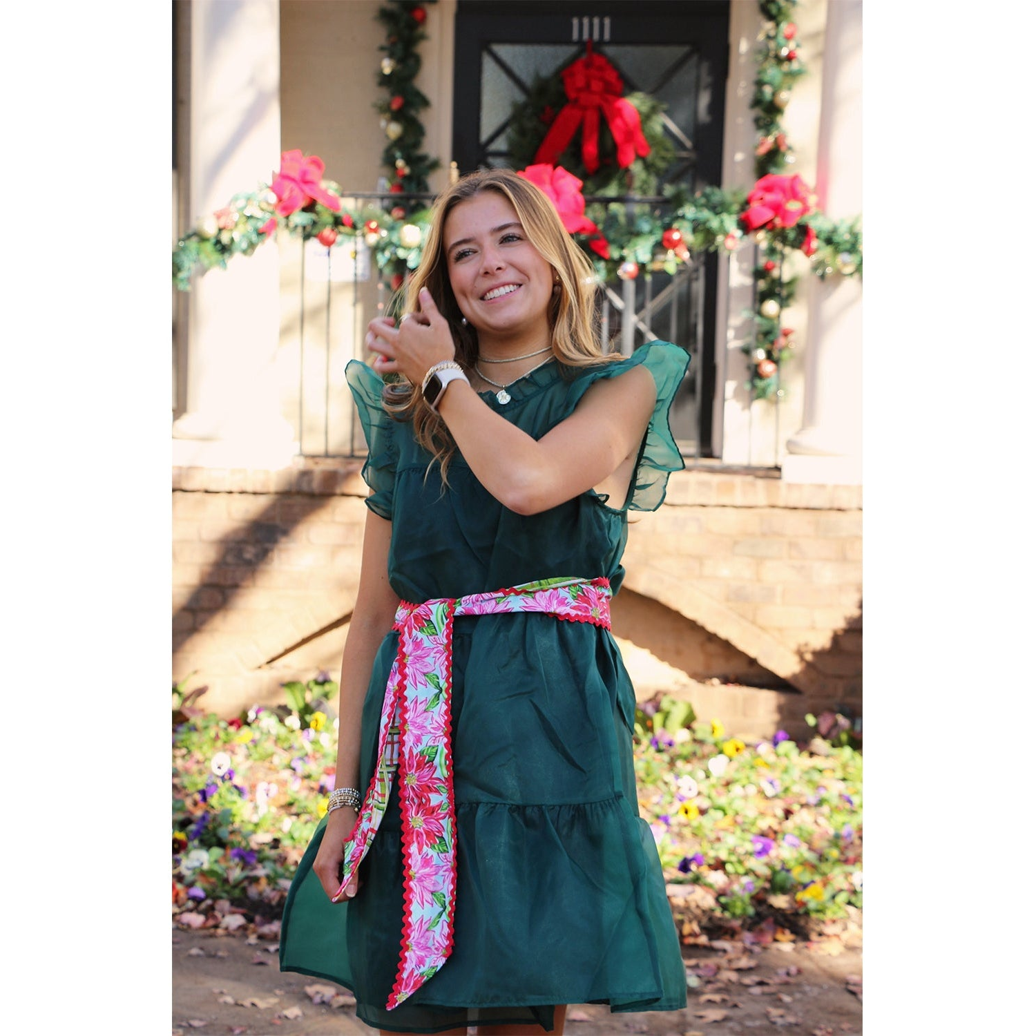 Christmas Wreath Sash – Ric‑Rac Trim